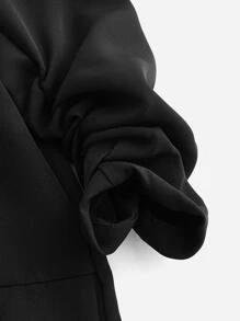 BizChic Blazer con mangas con volantes para mujer, uniforme de trabajo, ropa casual de oficina, abrigo formal para ir a la oficina - Negro - Ver 9