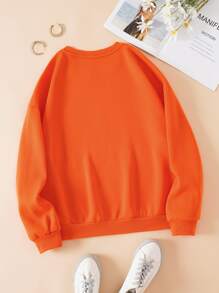 SHEIN EZwear Solid Thermal Lined Sweatshirt - Orange - View 2