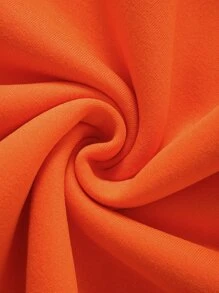 SHEIN EZwear Solid Thermal Lined Sweatshirt - Orange - View 4