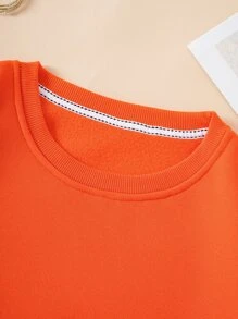 SHEIN EZwear Solid Thermal Lined Sweatshirt - Orange - View 5