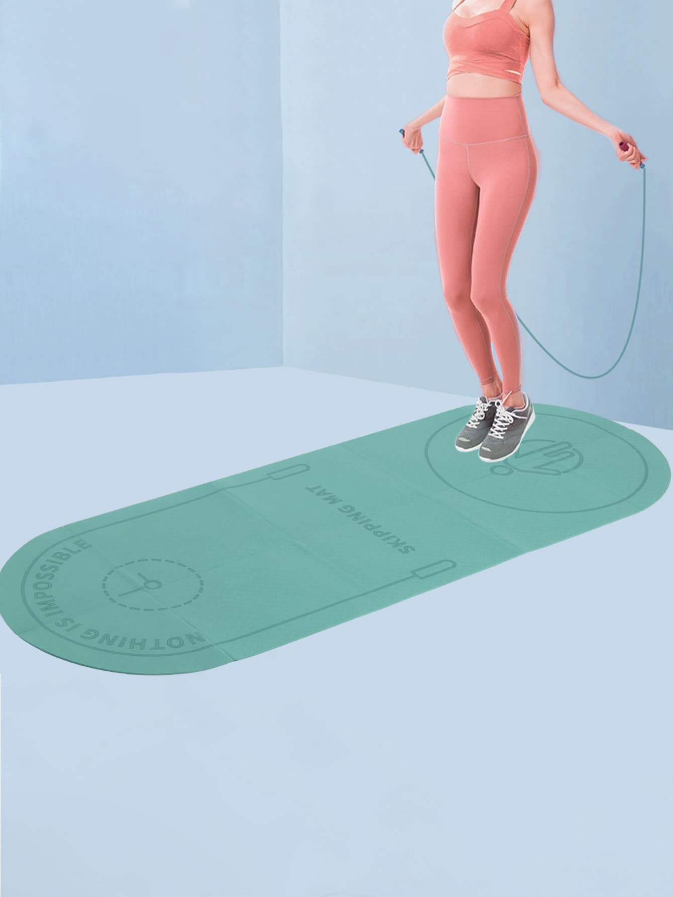 1pc 165*61CM Foldable Skipping Mat - Green - View 1