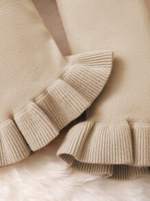 Toddler Girls Flounce Sleeve Ruffle Hem Jumper & Knit Trousers - Apricot - View 3