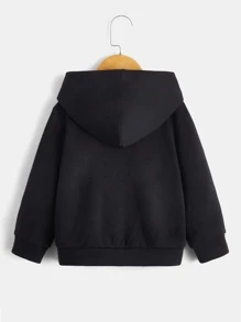 SHEIN 小男童字母貼布T恤和拉鏈連帽衫和運動褲 - 彩色 - 查看 8