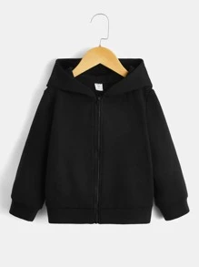 SHEIN 小男童字母貼布T恤和拉鏈連帽衫和運動褲 - 彩色 - 查看 7