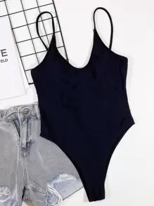 Swim Basics Summer Beach Tie Back High Leg One Piece Swimsuit