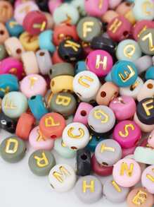 100 piezas Accesorio de joya DIY al azar con estampado de letra cuenta - Multicolor - Ver 3