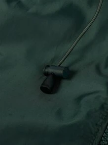 Hombres Rompevientos con cremallera con cordón con capucha - Verde Oscuro - Ver 5