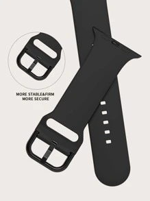Solid Color Silicone Comfortable Watch Band With Buckle & Reversal Design compatible with apple 1-9th Generation - Black - View 3