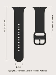 Solid Color Silicone Comfortable Watch Band With Buckle & Reversal Design compatible with apple 1-9th Generation - Black - View 5