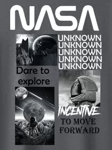 Manfinity Homme Men Astronaut And Slogan Graphic Tee - Grey - View 5