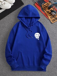 Áo nỉ Nam Dây kéo Túi Hoạt hình Slogan Giải trí - Xanh đậm - Xem 2