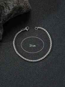 Pulsera de cadena minimalista de moda y popular para hombres de acero inoxidable para regalo de joyería y para una apariencia elegante - Plateado - Ver 4