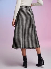 SHEIN Privé Gingham Print Wrap Skirt - Multicolor - View 2