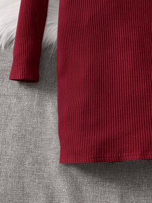 SHEIN Girls Rhinestone Letter & Butterfly Pattern Fitted Dress - Burgundy - View 4