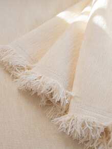 1pc Chenille Solid Color Tasseled Sofa Cover, Woven Crafted Anti-Scratch, Suitable For Living Room, Bedroom, Office, New Home Decor, Old Sofa Decor, Fits 1/2/3/4 Seater Sofas - Beige - View 5