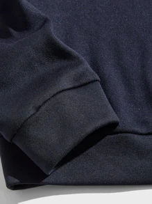 GENTILAND Men Letter Graphic Zip Front Sweatshirt & Joggers - Navy Blue - View 6