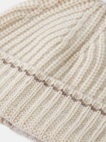 MOTF PREMIUM CASHMERE & WOOL TWO TONE BEANIE - Beige - View 5