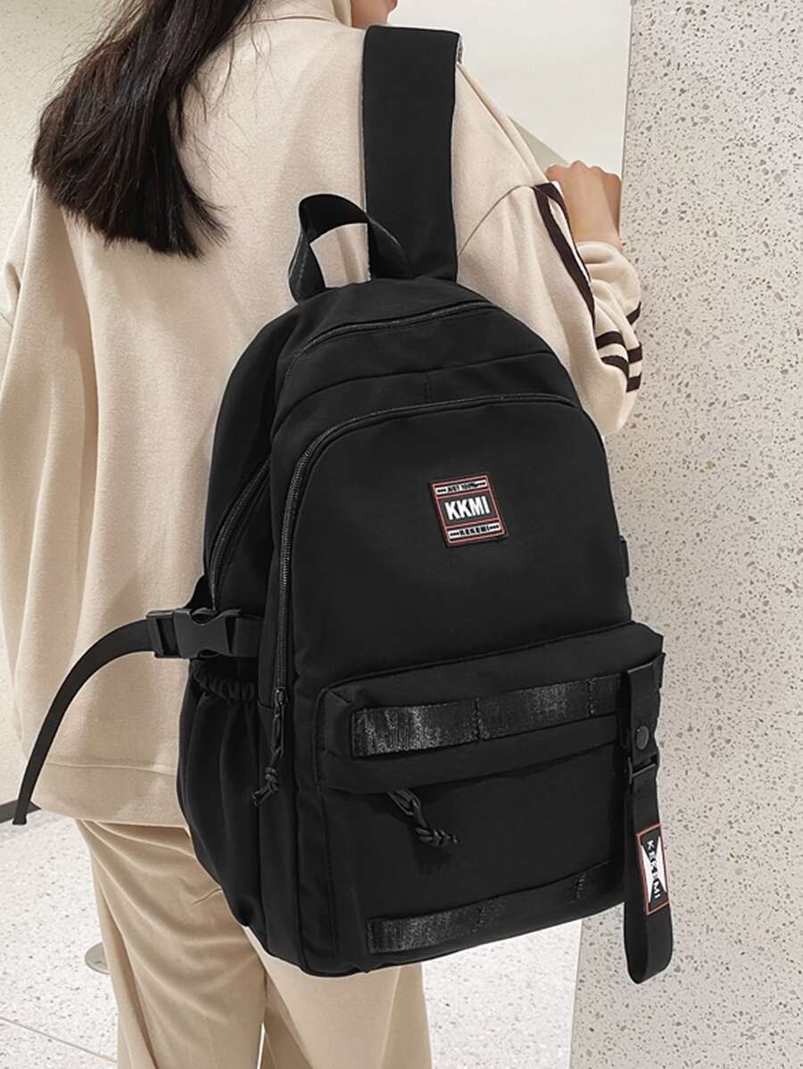 KEKEMI Sac à dos fonctionnel à applique lettre - Noir - Voir 1