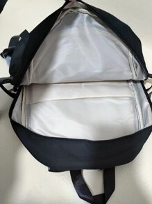 KEKEMI Sac à dos fonctionnel à applique lettre - Noir - Voir 3