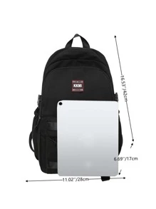 KEKEMI Sac à dos fonctionnel à applique lettre - Noir - Voir 4