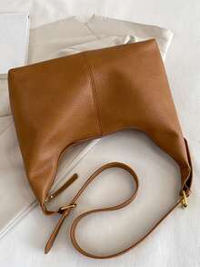 Minimalist Hobo Bag - Brown - View 4