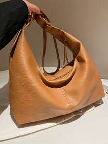 Minimalist Hobo Bag - Brown - View 5