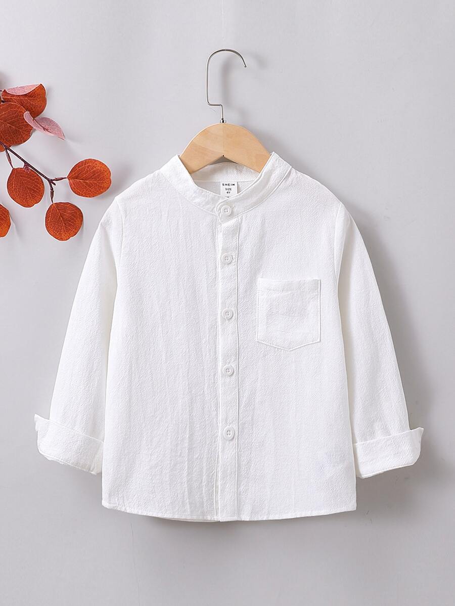SHEIN 小男童補丁貼口袋小高領襯衫