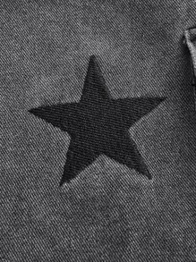 ROMWE Star Print Flap Pocket Cargo Jeans - Dark Grey - View 3