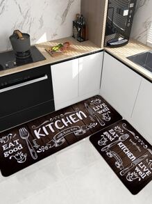1 tấm thảm nhà bếp đồ họa khẩu hiệu - Nhiều màu - Xem 3
