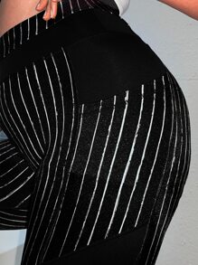 Plus Striped Sports Shorts With Phone Pocket - Black - View 6