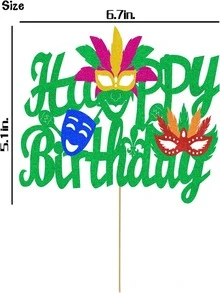 1 pieza Mascarilla & con slogan Decoración de pastel - Multicolor - Ver 3