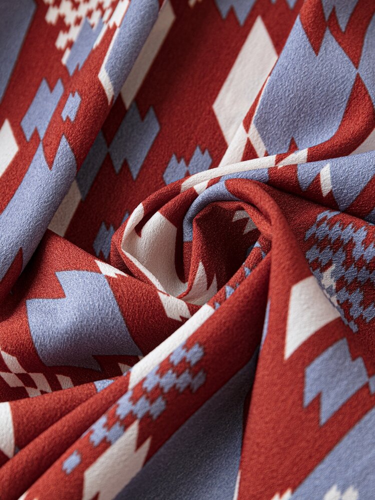 Vestido con estampado de cuello cruzado - Multicolor - Ver 3