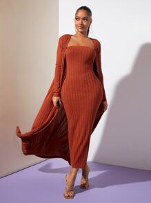 SHEIN SXY 素色開門襟長款外套