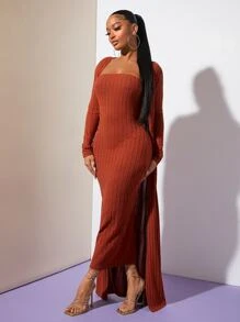 SHEIN SXY 素色開門襟長款外套