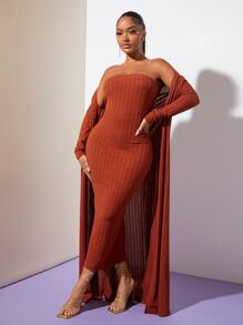 SHEIN SXY 素色開門襟長款外套