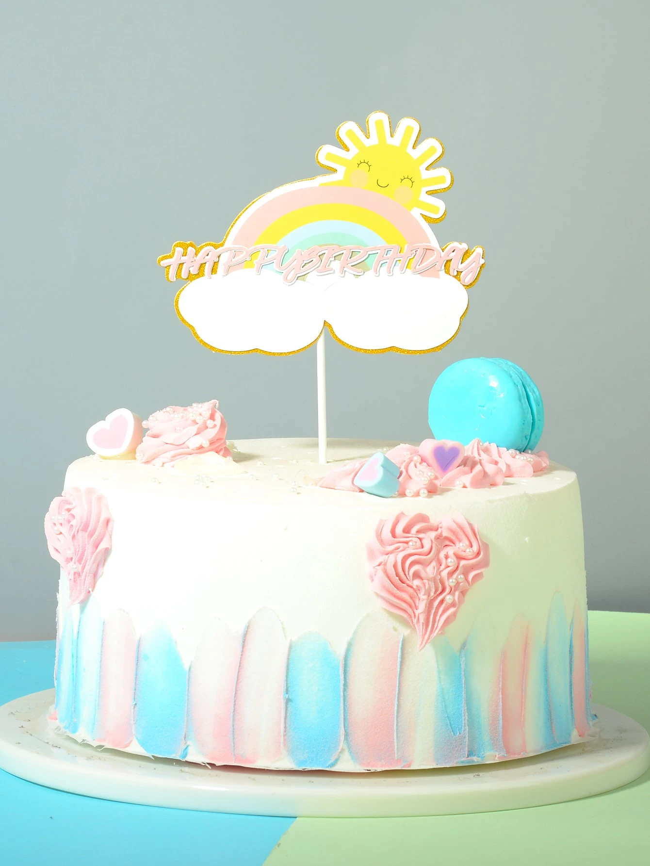 Decoration De Gateau Soleil A Detail Arc En Ciel Shein