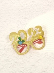 Year Number & Snowflake Decor Costume Glasses - Gold - View 1