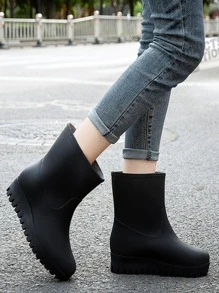 Minimalist Slip-On Rain Boots - Black - View 5