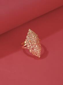 鏤空戒指 - 金黃色 - 查看 1