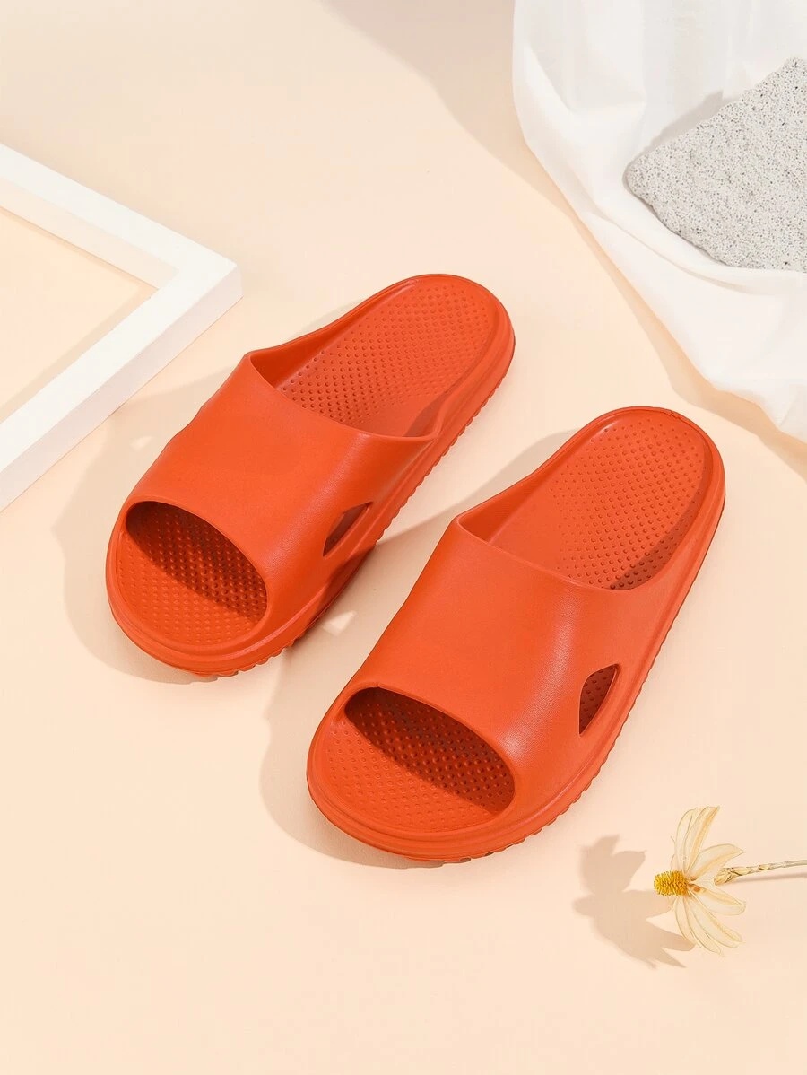Neon Orange Cut Out Single Band Slides - Orange - View 1