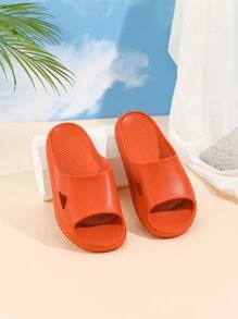 Neon Orange Cut Out Single Band Slides - Orange - View 3