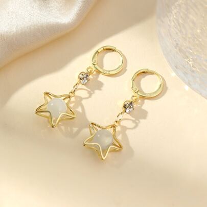 Rhinestone & Star Drop Earrings