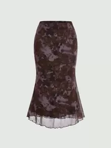 SHEIN MOD Váy nữ Bất đối xứng Xù nhỏ Hoa Thanh lịch - Nhiều màu - Xem 2