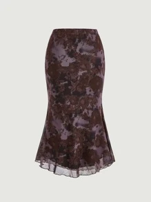 SHEIN MOD Váy nữ Bất đối xứng Xù nhỏ Hoa Thanh lịch - Nhiều màu - Xem 5