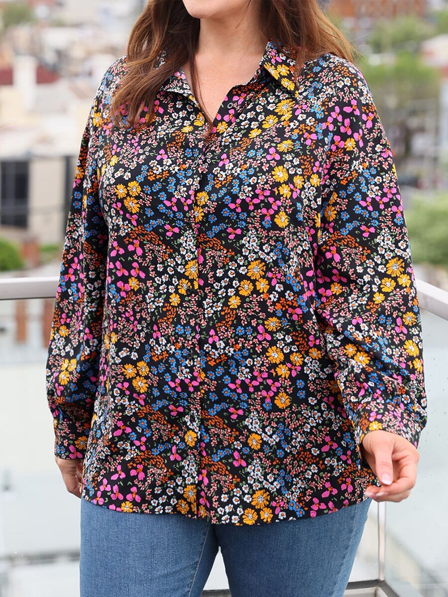 EMERY ROSE Camisa floral de hombros caídos - Multicolor - Ver 1