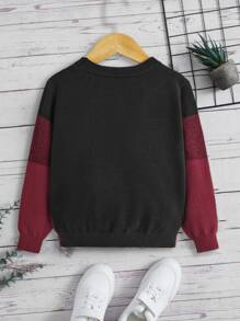 SHEIN Toddler Boys Colourblock Cable Knit Jumper - Multicolor - View 2