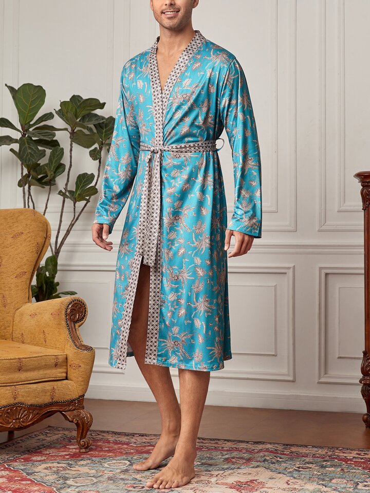 Floral mens silk robe shop
