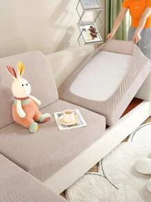 1pc Jacquard Stretchy Sofa Seat Cover - Apricot - View 1