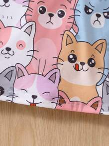 Toddler Girls Cat Print Tee - Multicolor - View 3