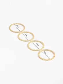 4 chiếc nhẫn rắn tối giản, trang sức bằng thép không gỉ - Vàng - Xem 4